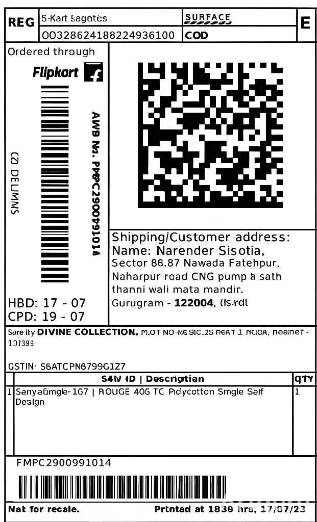 Clean Flipkart shipping label after cropping